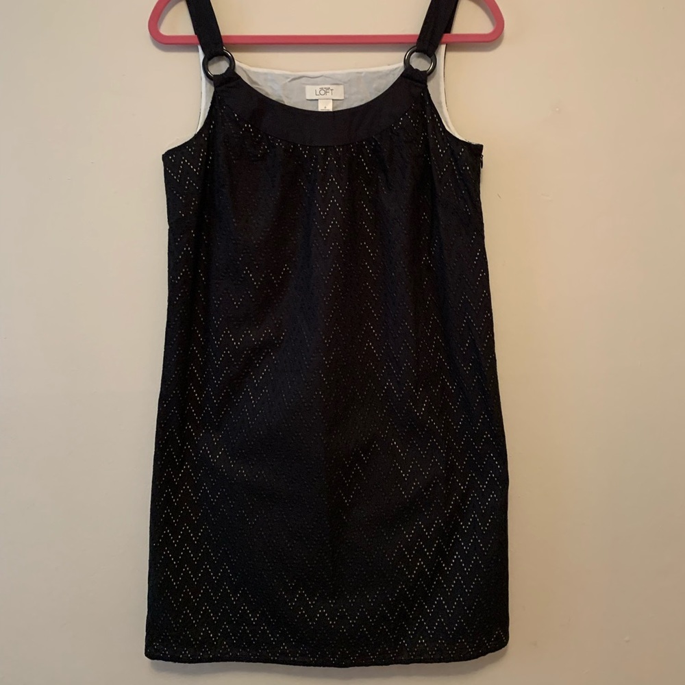 Ann Taylor Loft little black dress LBD  summer eyelet Size 6